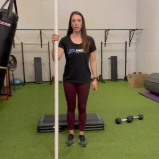 Exercises to improve your ability to descend stairs!⁠
⁠
*Don't avoid the motion completely--modify it so you can work in a similar task!⁠
⁠
1️⃣The first exercise is an anterior reach. Keep the heel on the ground, use a pole in the opposite hand for stability, and work on depth as much as you can. Work slightly above the pain levels---build depth as you get stronger or more flexible.⁠
2️⃣ Single leg side reach down--this is going to be way easier than a forward step down. Keep your chest upright so you mimic the action of going down stairs. Work from a lower step height at first and build from there!⁠